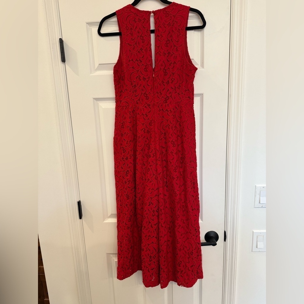 Moulinette Soeurs Anthropologie Red Lace Jumpsuit Size 6 - Picture 3 of 5